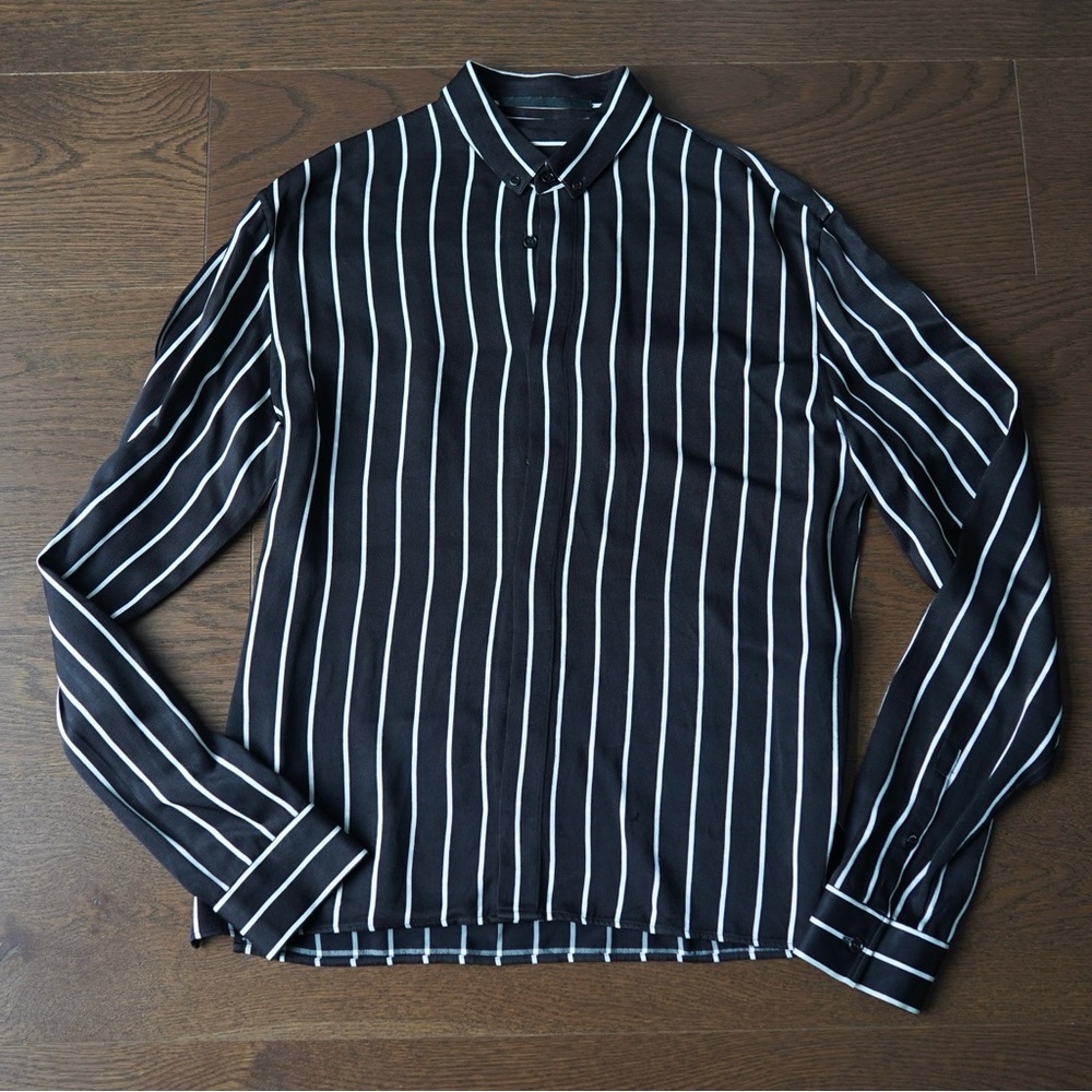 Haider Ackermann Black and White Vertical Stripe Shirt